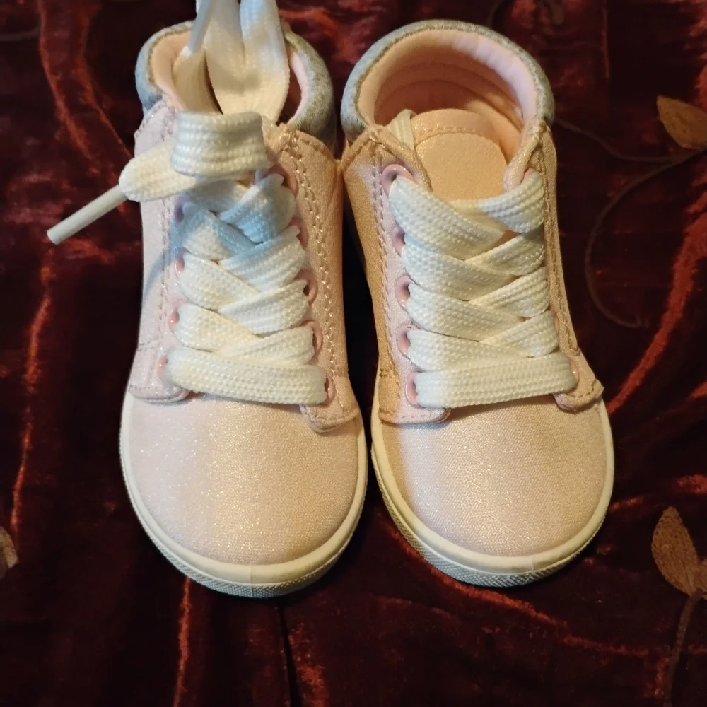 Simple Joys by Carter’s Baby Girl Pink Shimmer High-Top Sneakers - Size 4M